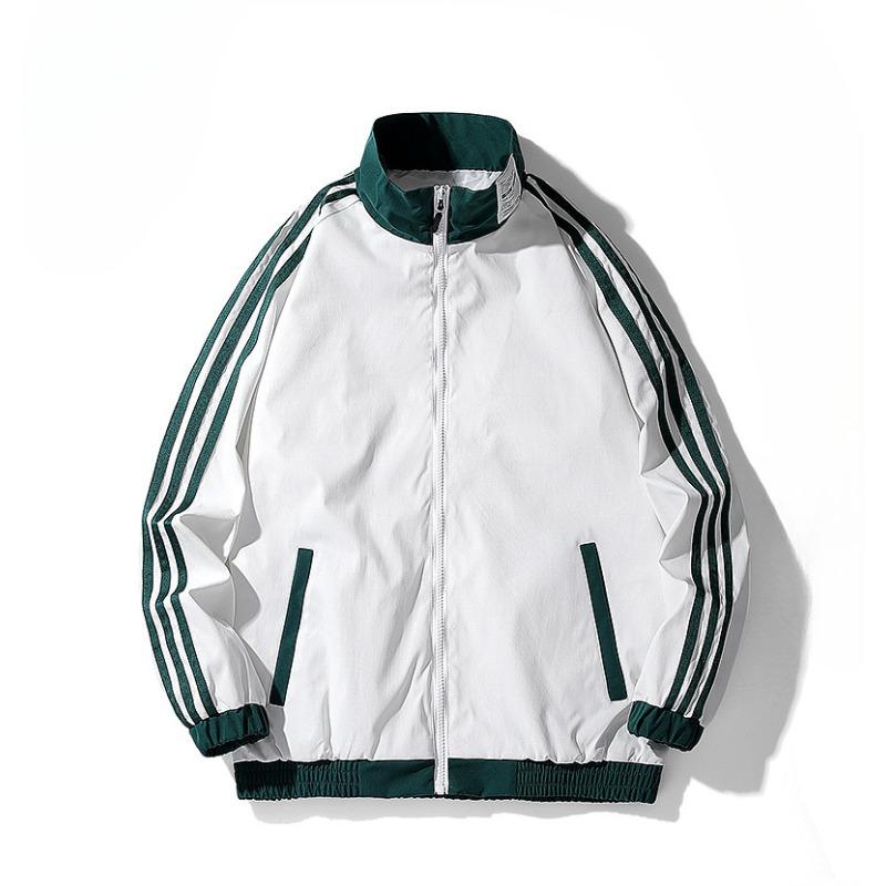 

Куртка Мужская однотонная повседневная свободная куртка Весенне-осенняя куртка Корейская версия повседневное пальто с тремя полосками 5XL