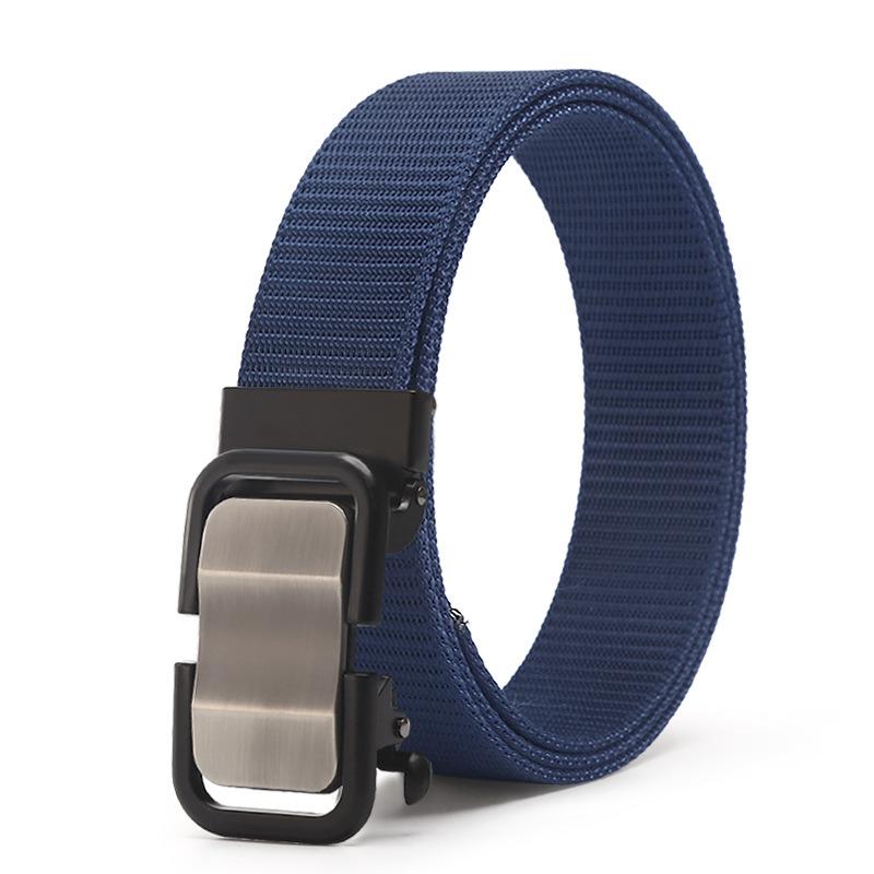 Belt Men'S Automatic Button Head Canvas Belt Medium Green Business Casual Simple Jeans Belt