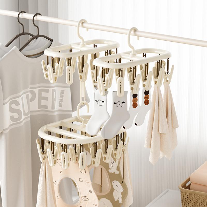 Home Sock Drying Rack With Multiple Clips, Underwear Drying Rack, Baby Clothes Hanger With Clip Storage, Sock Drying Tool