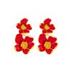 IngeSight.Z Exquisite Romantic Red White Drop Oil Flower Stud Earrings for Women Creative Trendy Metal Piercing Earrings Jewelry