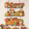 Yousheng Thanksgiving Welcome Sign Rustic Harvest Wooden Door Hanger Sign Gnome Turkey Pumpkin Truck Decorative Wall Plaque for Farmhouse Porch Wall