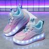29-38 Children's Plus Size Fashionable Two Wheel Disassembly Into Flat Sports Shoes LED Illuminated Sports Shoes Ice Skates