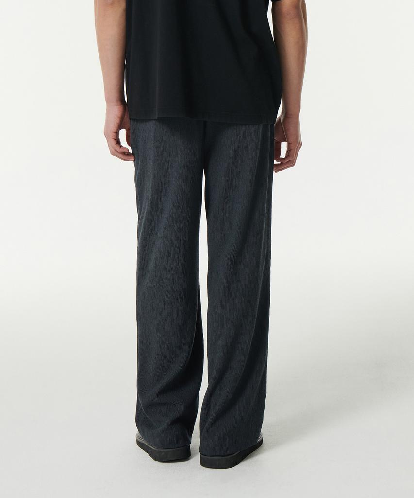 MUSINSA STANDARD Crinkle One-Pleat Wide Elastic Waist Pants [Iron Gray]