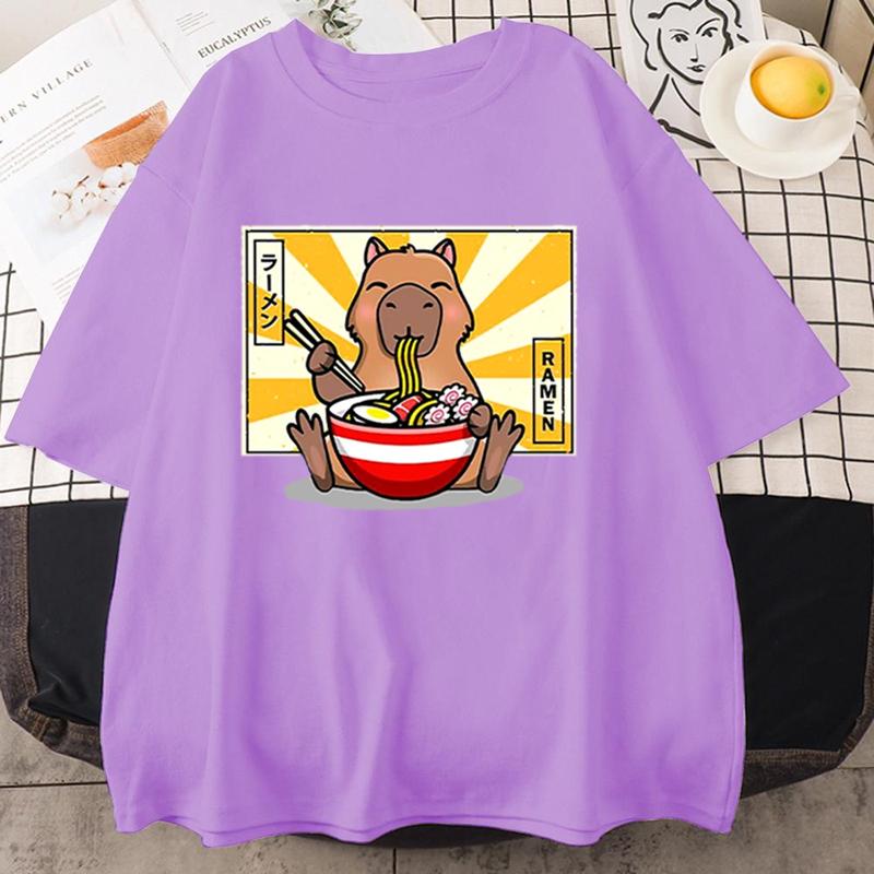 Capybara T-shirts Casual Women Men Clothes Oversized Short Sleeve Tees Summer Japanese Streetwear 90s Animal Graphic T Shirts