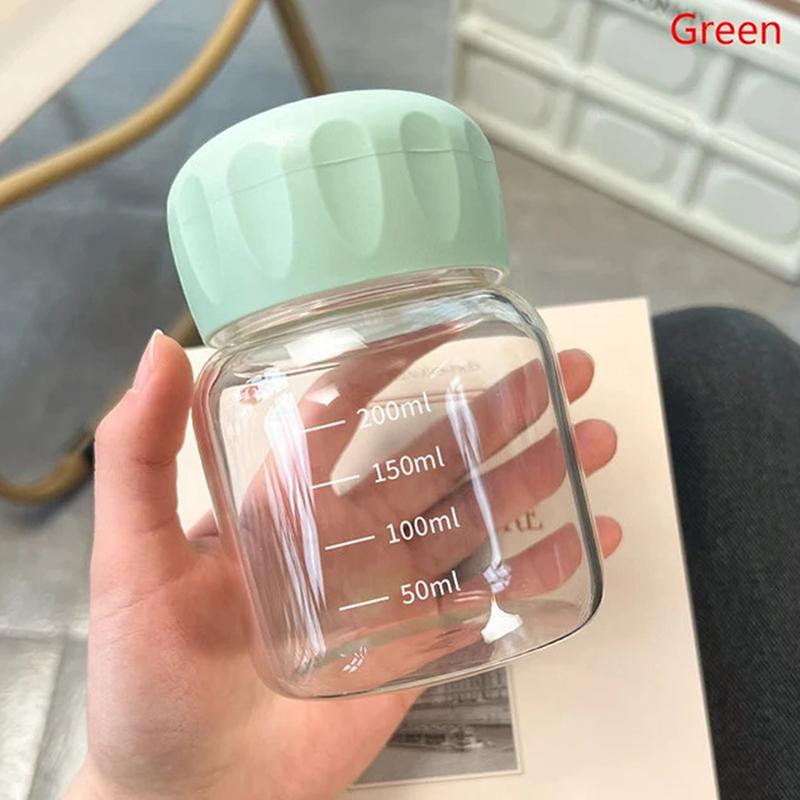 

300 мл Чашка для воды из высокоборосиликатного стекла Прозрачная с мерной шкалой Мини-пузатая чашка Портативная кружка для сока Контейнер для напитков Путешествия Дом Подарок 300ML зелёный