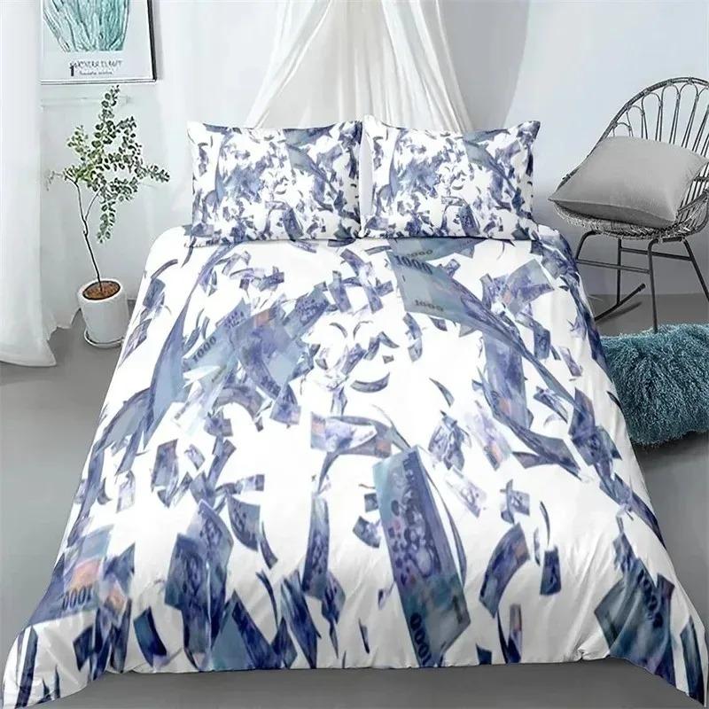 3D Printed Dollar Bills  Bedding Set,Duvet Cover Comforter Bed Set Quilt Cover Pillowcase,King Queen Twin Size Boys Girls Adults