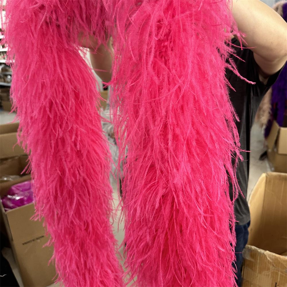 DIY 1 Ply Natural Ostrich Feathers Boa 2 Meter Fluffy Ostrich Feather Shawl for Wedding Party Dress Sewing Decoration Scarf
