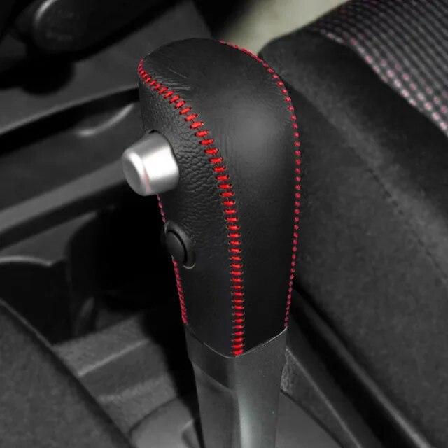 Černý Kryt Límce Řadicí Páky z Pravé Kůže pro Nissan Tiida 2005 200 2007 2008 2009 Automatická Hlavice Řadicí Páky Pouzdro