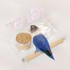 55KF Acrylic Double Feeding Cup Bird Feeder And Water Bowl With Perch Stand For Parrots Cockatiels Lovebirds Cage Accessories
