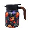 Premium Thermal Florals Teapot 1000ml Removable Infuser Stainless Steels Body And Ergonomic Wooden Handle Teas Kettle