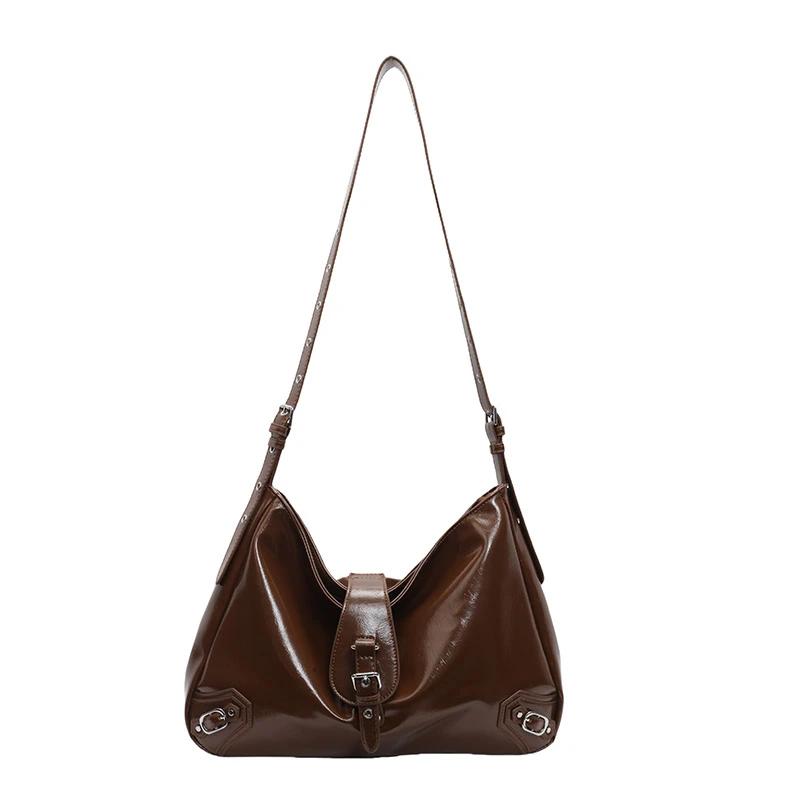 

Декоративная сумка через плечо из ПУ для женщин, однотонная повседневная сумка через плечо, большая вместимость, модная