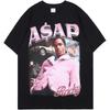 Men's ASAP Rocky Cotton Men T Shirt Hip Hop Fun Black Graphic Tee Rapper Fashion Cool Graphics Unisex Short Sleeve Top for Teen Adult