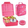 Bento Lunch Box Set for Kids with 8oz Soup Thermo, Leak-Proof Lunch Containers with 4 Compartment, Kids Thermo Hot Food Jar and