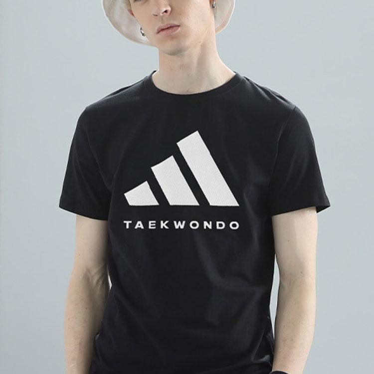 Adidas Printed Logo Knitted Breathable Comfortable Casual Simple Sports Round Neck Short Sleeve T-Shirt Unisex T-Shirts Black White ADICLTS24TKP-BW