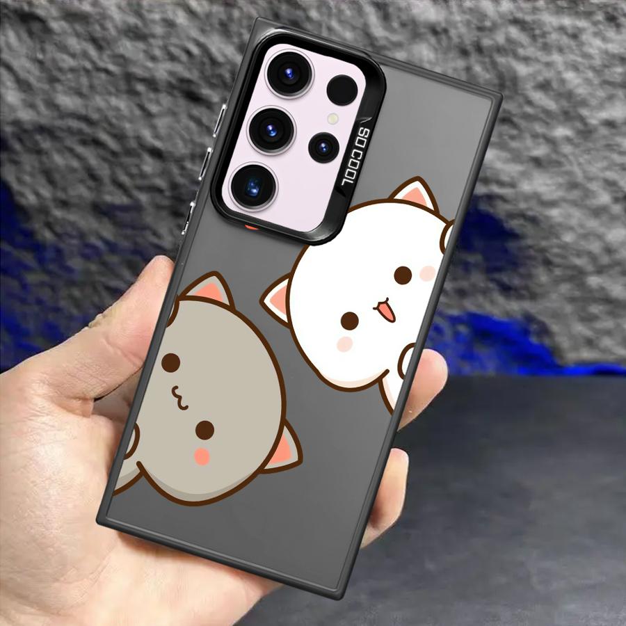 Phone Case for Samsung Galaxy S23 S24 S25 Ultra S20 S22 S23 FE Note 20 S21 Plus S24FE Shell Cover Cute Cartoon Cat Couple