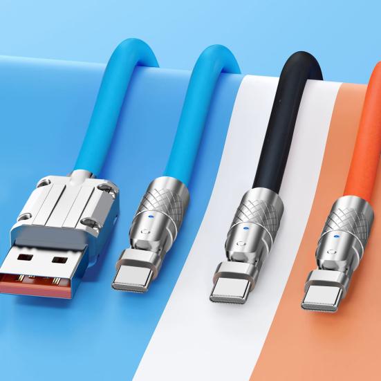 120cm Charging Cable Indicator Zinc Alloy High-power Rotatable 120W USB To Type-C Fast