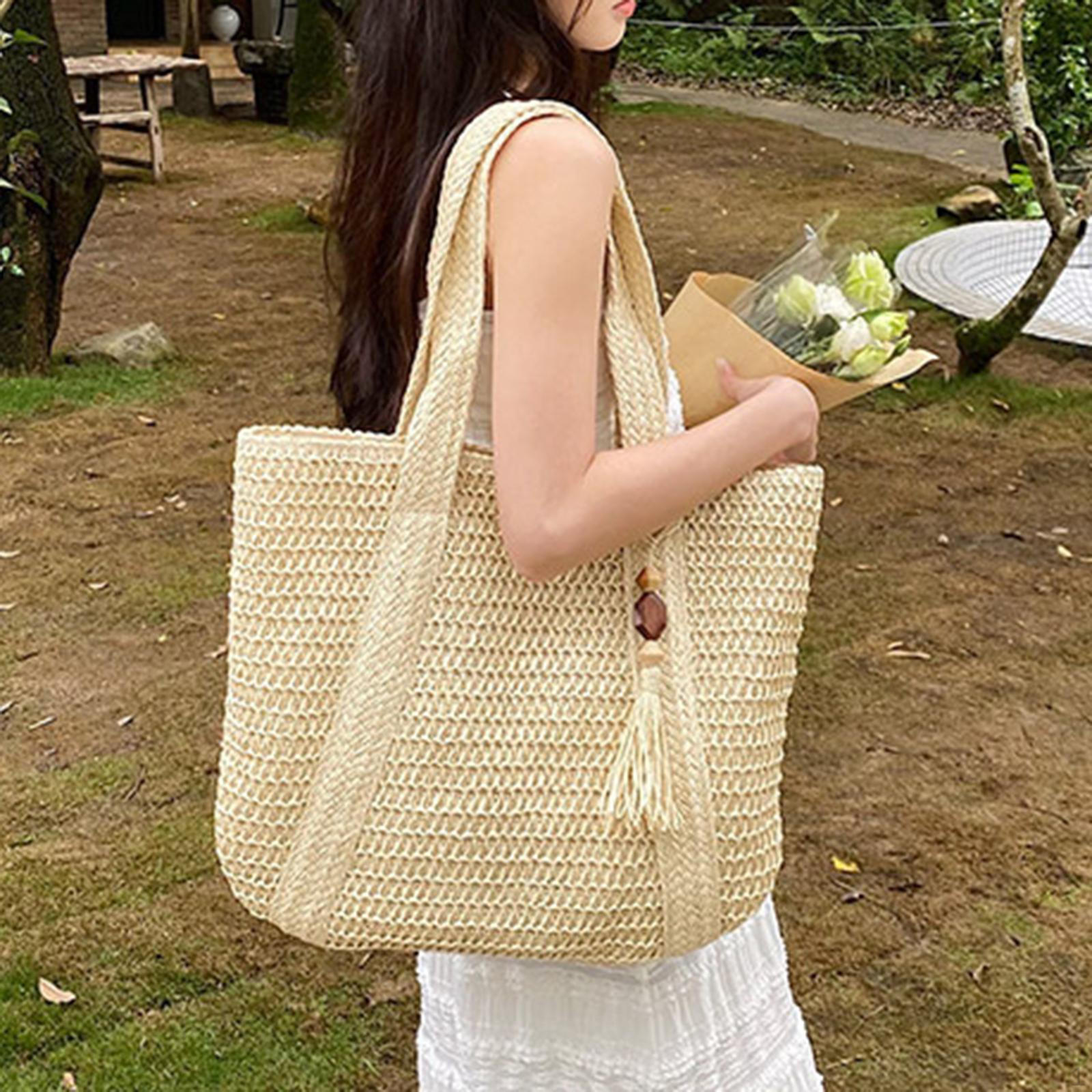 Women Shoulder Bag Beach Summer Satchel Stylish Casual Purse Female Woven Handbag бежевый 1840₽