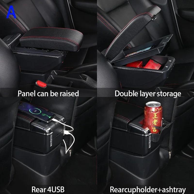 For TOYOTA Yaris Vitz Car Armrest Box Car Accessories Interior Parts Details Double-Layer Storage Box Retrofit Parts