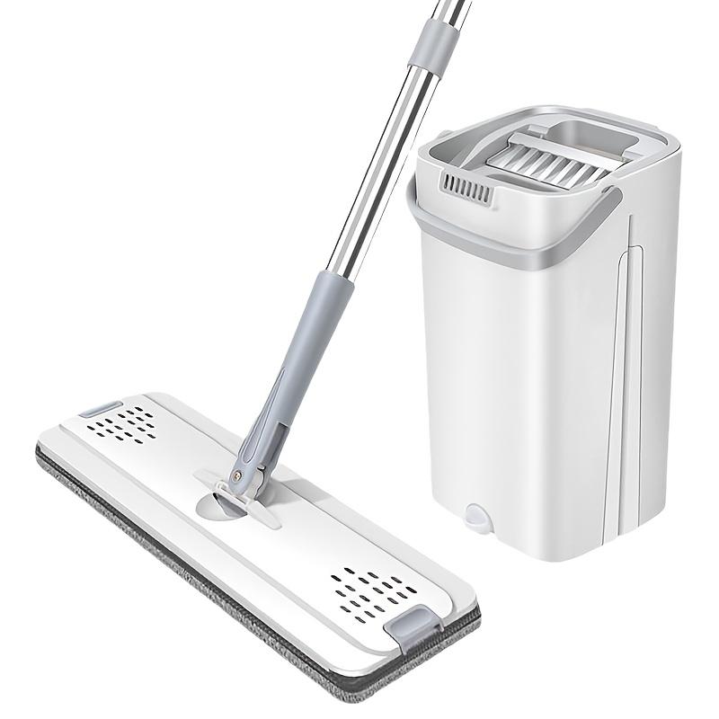 Hands-free Flat Dust Mop With Bucket - Wet And Dry Cleaning, Bedroom, Kitchen, Living Room, Bathroom - Durable Plastic Household Floor Mop Tool