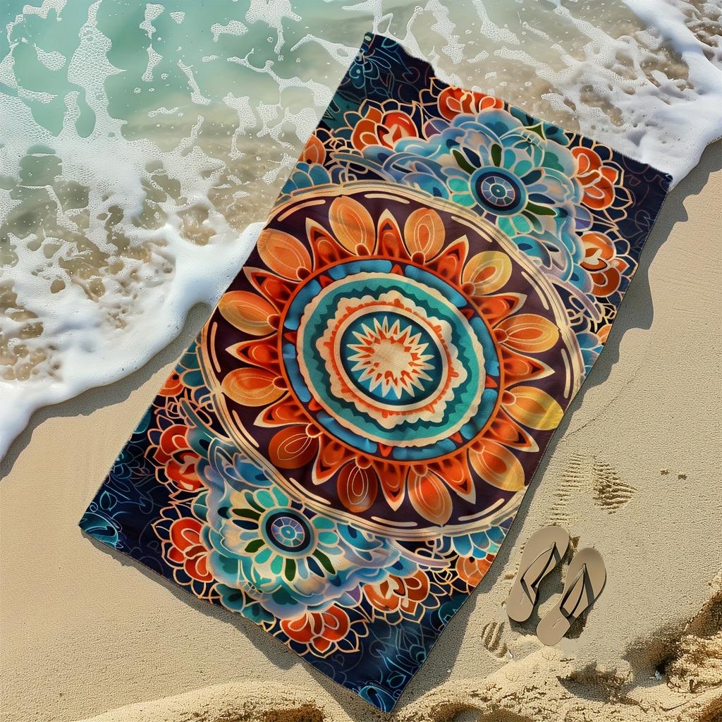 Vibrant Color Mandala Lotus Bohemian Pattern Beach Towel Quick Dry Thin Cloth Perfect To Tropical Beach Vacation Trips