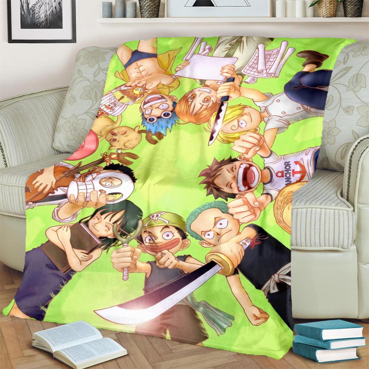 ONE PIECE Cartoon Flannel Blanket Comfortable Warm for Bedrooms, Sofas and Travel 75x90cm