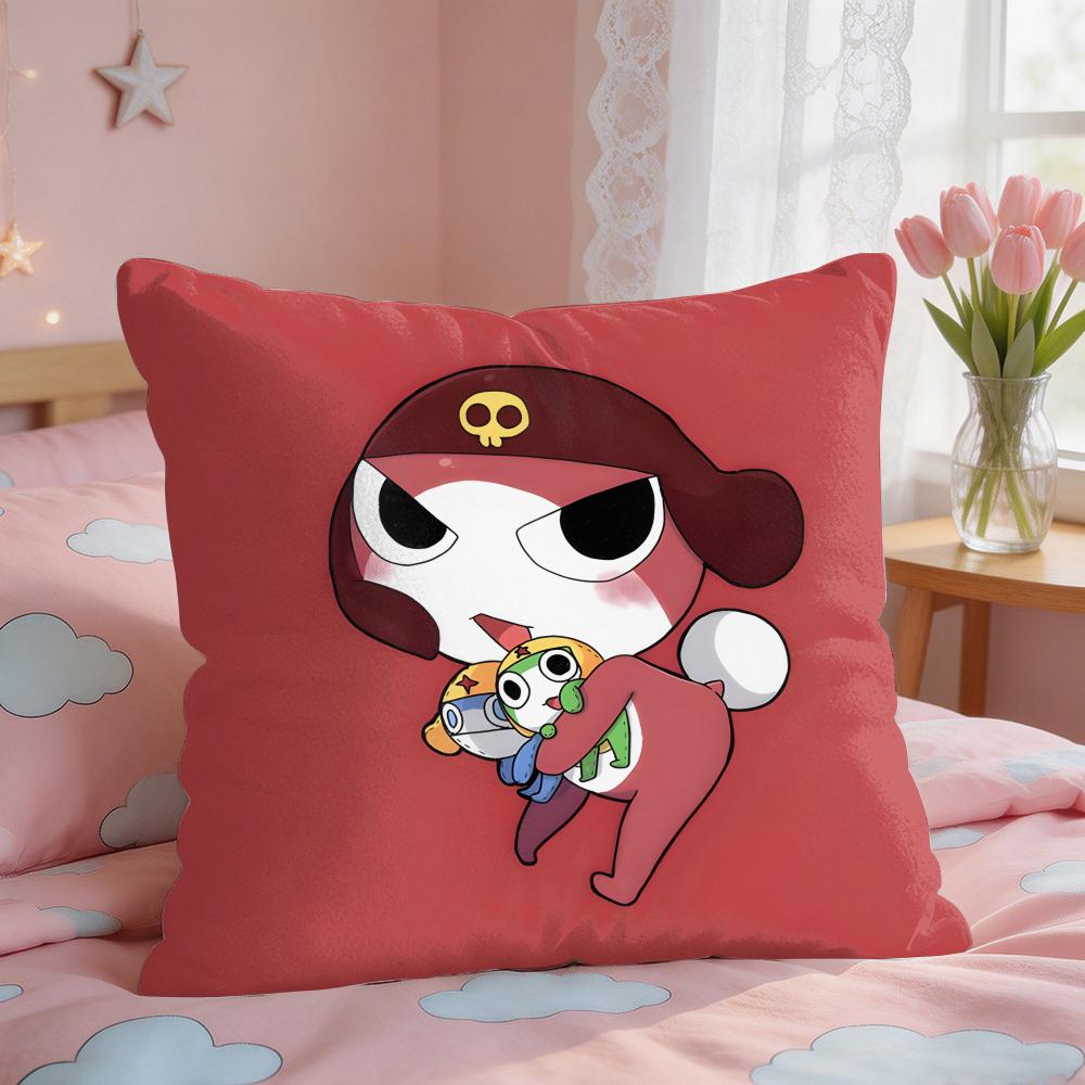 Cartoon Keroro Gunsou Frog Cushion Cover Square Short Plush Pillow Case Living Room Sofa Home Decor Funda X