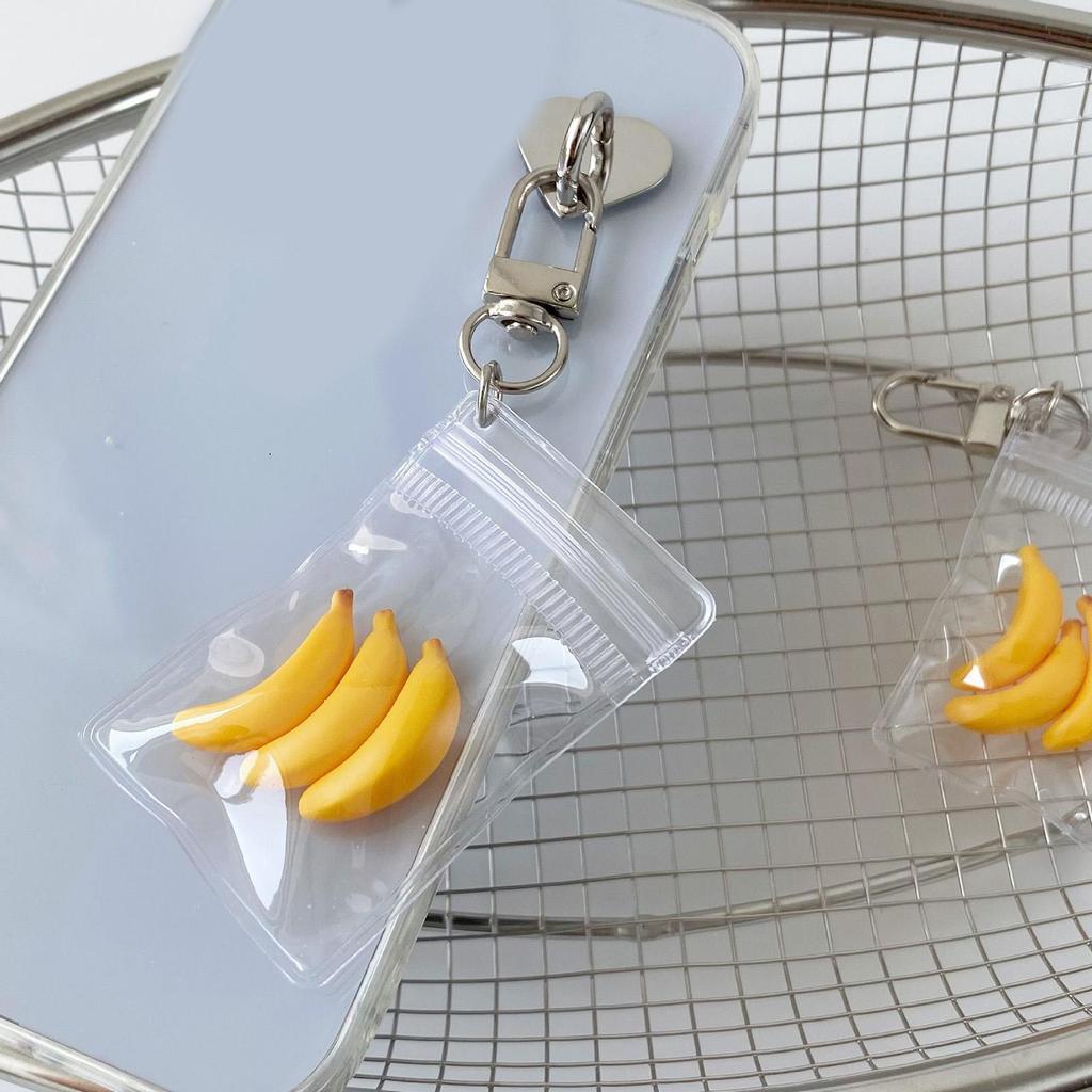 Stylish Banana Keychain Kawaii Fruit Design Durable Alloy Charm For Girls Women Fashion Accessories