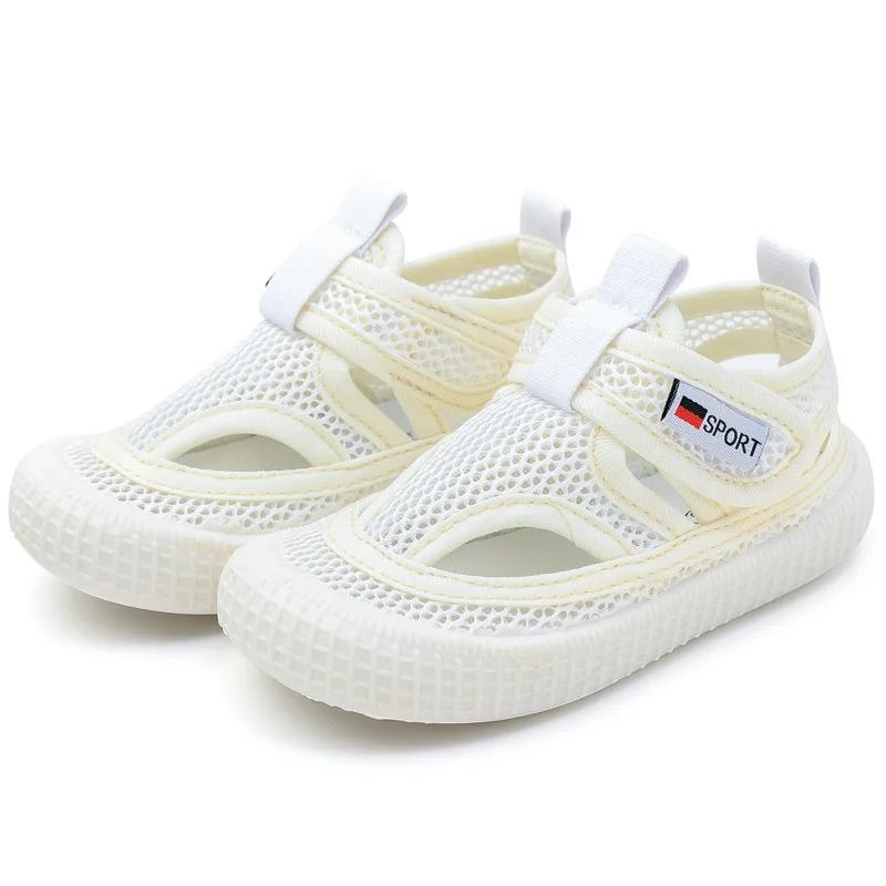 Kids Half Sandals for Boys Girls Spring Summer Children Air Mesh Shoes Cut-outs Breathable Soft Anti-kick Fashion Shoes New
