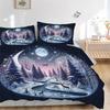 3pcs Winter's Night Pattern Bedding Set, 1* Cover + 2*Pillowcases, Printed Bedding Set, Soft