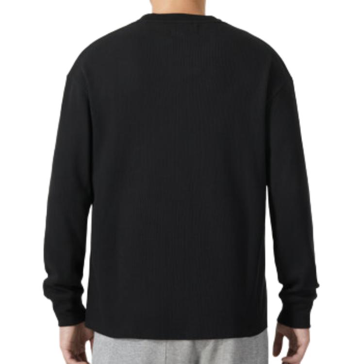 Nike Sudadera de color liso de corte holgado con cuello redondo para hombre Tops Negro FD7462-010