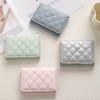 Women Short Wallets PU Leather Female Plaid Purses Foldable PU Leather Card Holder Wallet Candy Color Small Wallet Coin Purse