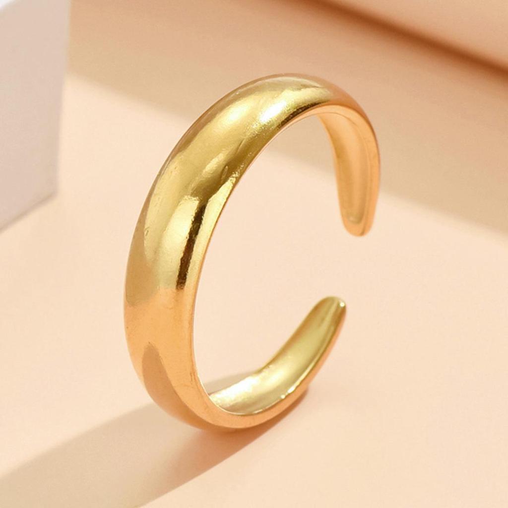 Adjustable European Classic Gold-Plated Stainless Steel Toe/Finger Ring for Women - Non-Fading Simple Band Jewelry