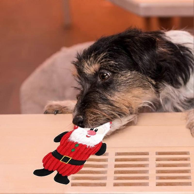 Christmas Dog Squeak Toy, Dog Plush Squeak Toy, Christmas Dog Toy Santa Claus Vocal Plush Pet Toy Snowman Interactive Puppy Toy