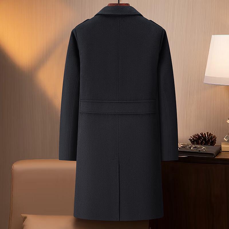 FAPAI Men's Loose Double-Breasted Wool & Silk Blend Winter Coat
