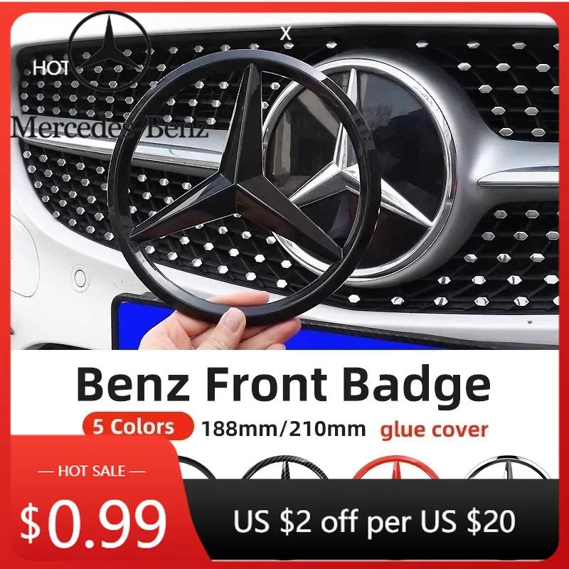 Car Sticker 1pcs 188mm 210mm ABS Car Front Grille Badge Decal Cover Emblem For Mercedes Benz A/B/C/E/S Class GLA CLA GLE GLK CLK