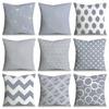 Gray Striped Geometric Double-Sided Printed Pillow Cover Short Plush Suitable Living Rooms Bedrooms Sofas Throw Cushion Cover