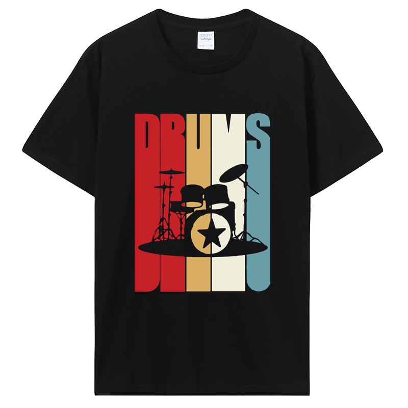 New Oneck Unisex T Shirt Retro Drums Drummer Gift Idea 70s 80s Vintage Tshirt Street Tshirt Funky Prince Tee Shirt Cotton