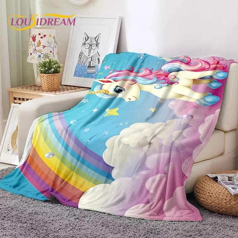 3D Cute Dream Unicorn Cartoon Girl Soft Flannel Blanket for Beds Bedroom Sofa Picnic,Throw Blanket for Outdoor Leisure Nap Gift