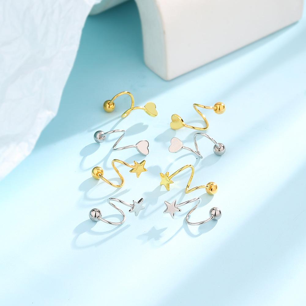 Star Thread Stud Earrings Women'S Niche Versatile Literary And Fresh Spring Design Glossy Love Screw Buckle Earrings