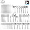 HANSMART 60Pcs Stainless Steel Flatware Set Service for 12 Vertical Ribbed Handle Silverware Cutlery Set Dinner Fork Salad Fork Spoon 