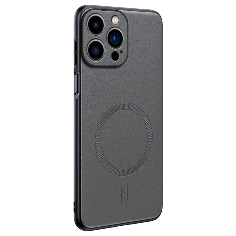 For iPhone 16 Pro Max Case Compatible with MagSafe Leather Coated TPU+PC Phone Cover