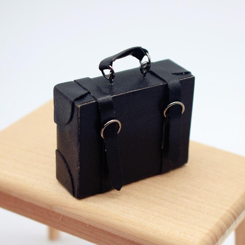 1:12 Dollhouse Vintage Mini Retro Leather Suitcase Craft Miniature Items Storage Box Home Model Decor Toy Doll House Accessories