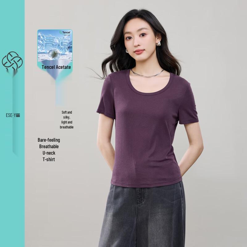 ESE-Y Women s Bare-Feel Acetate Tencel Short Sleeve T-Shirt 3XL