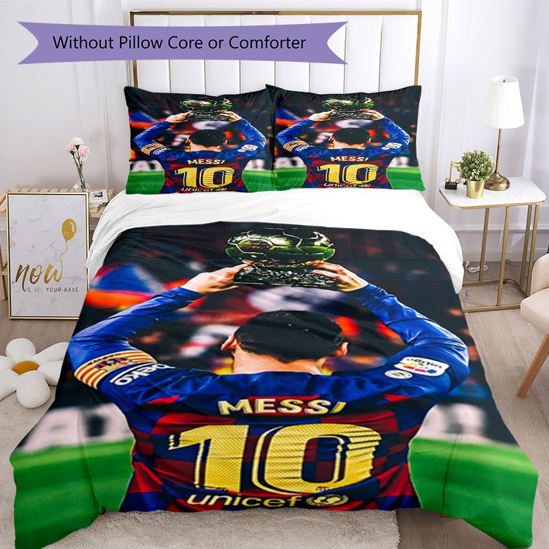 Messi Bedding Set Breathable Duvet Cover with Pillowcases Decorative Bed Linen for Bedroom Home Decoration Birthday Gift