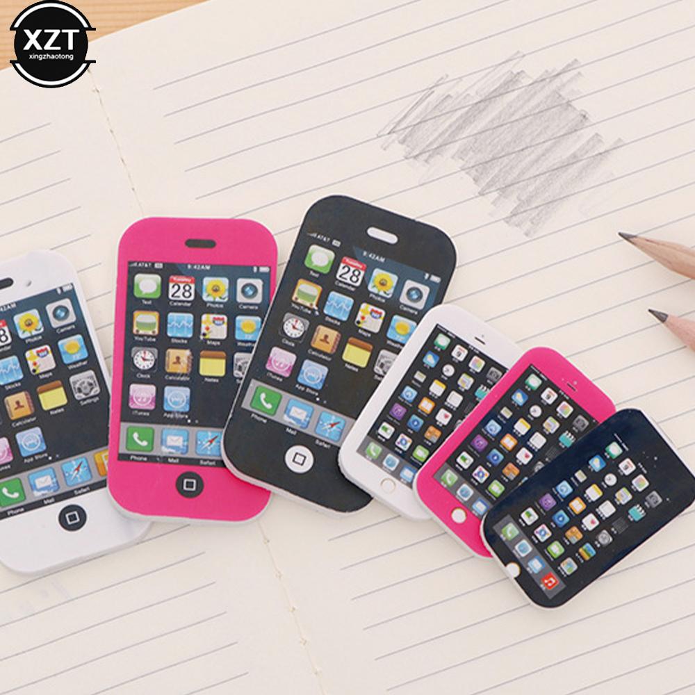1pcs Cartoon iPhone modeling Students Pen Shape Eraser Rubber Stationery Kid Toy School Supplies Office Series Prize Wholesale