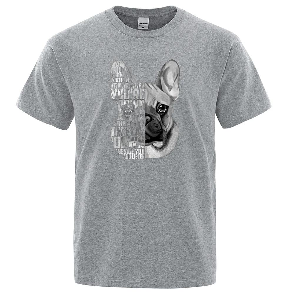 French Bulldog Quote Printed Male Tops Personality Fashion Streetwear Cool Short Sleeve Oversize O-Neck Mens T Shirts 71794