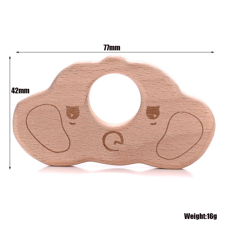 1Pcs Baby Teether Wooden Food Grade Cartoon Animals Natural Beech Wood Teething for Baby Rodent Teether Necklace Nursing Toy