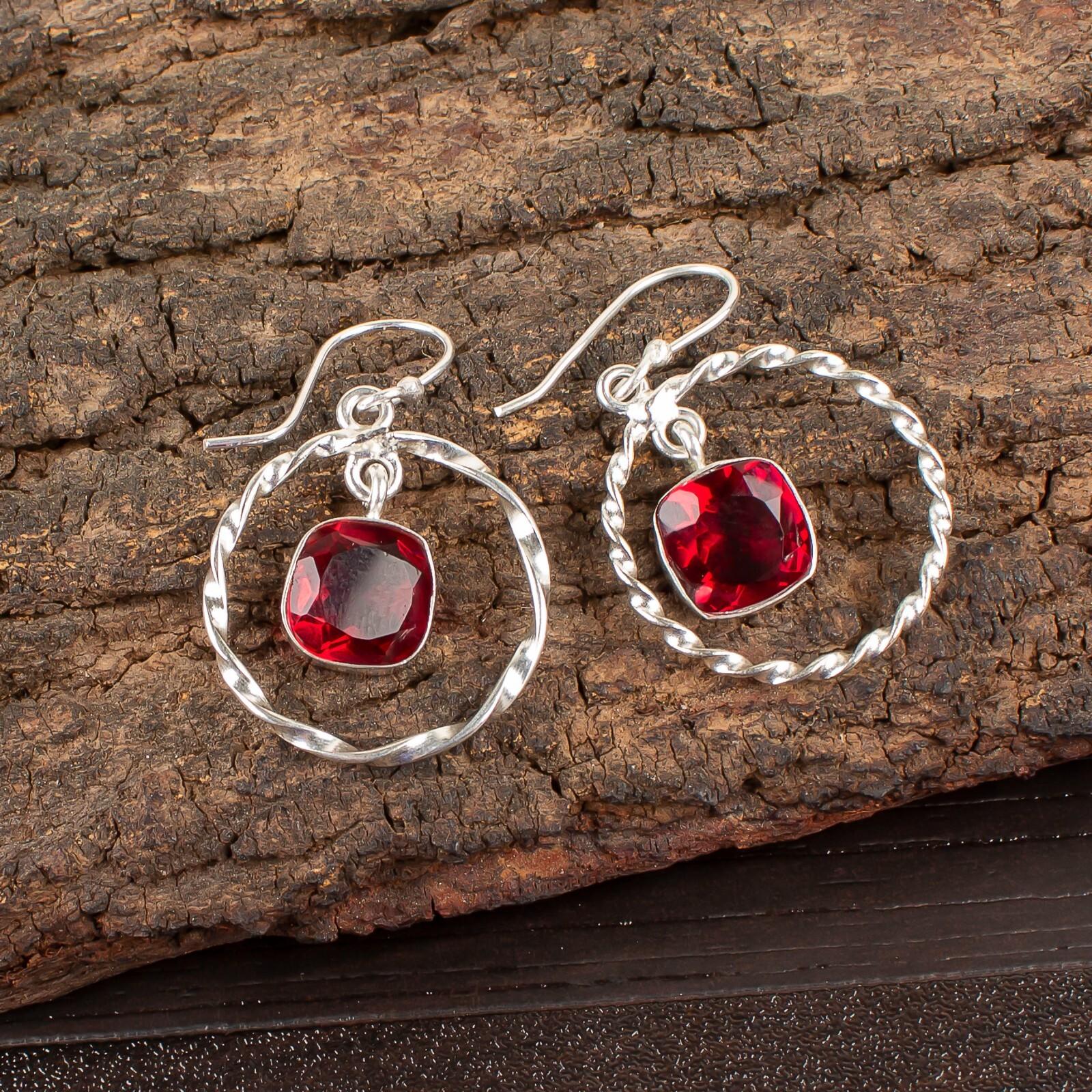 

Розовый рубеллит драгоценный камень 925 стерлинговое серебро ювелирные изделия серьги-капли/подвески 1,60 EE-60-6