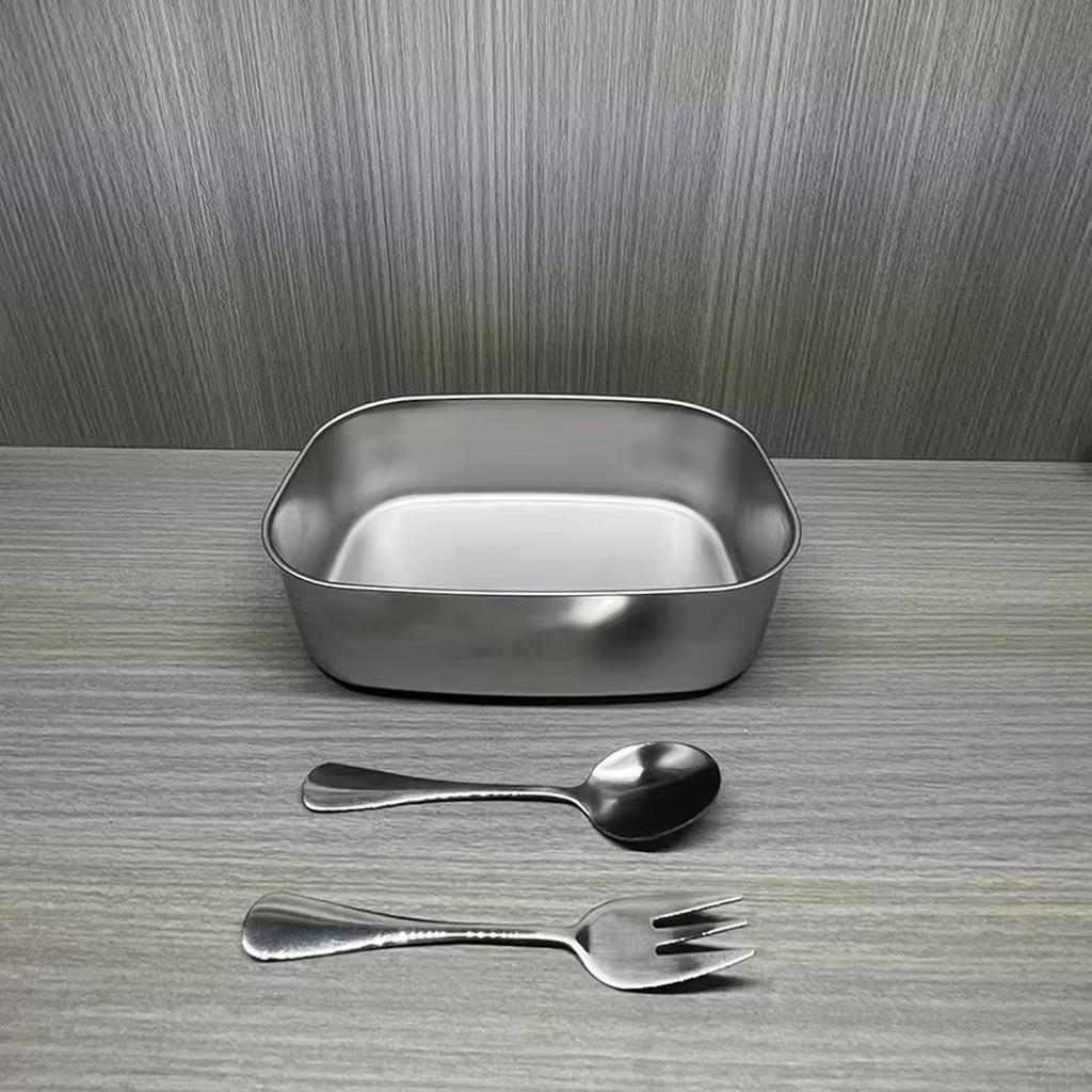 Electric Lunch Box Stainless Steel 304 Heating Food Container Dual Voltage Portable Food Warmer for Car and Home Use with Spoon and Fork Set