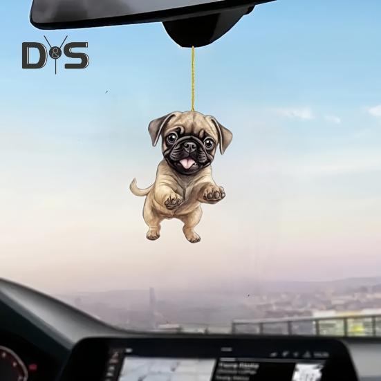 Acrylic Hanging Ornament Animal Dog Pendant with Lanyard Easy To Hang Creative Christmas Tree Ornament Bag Charms